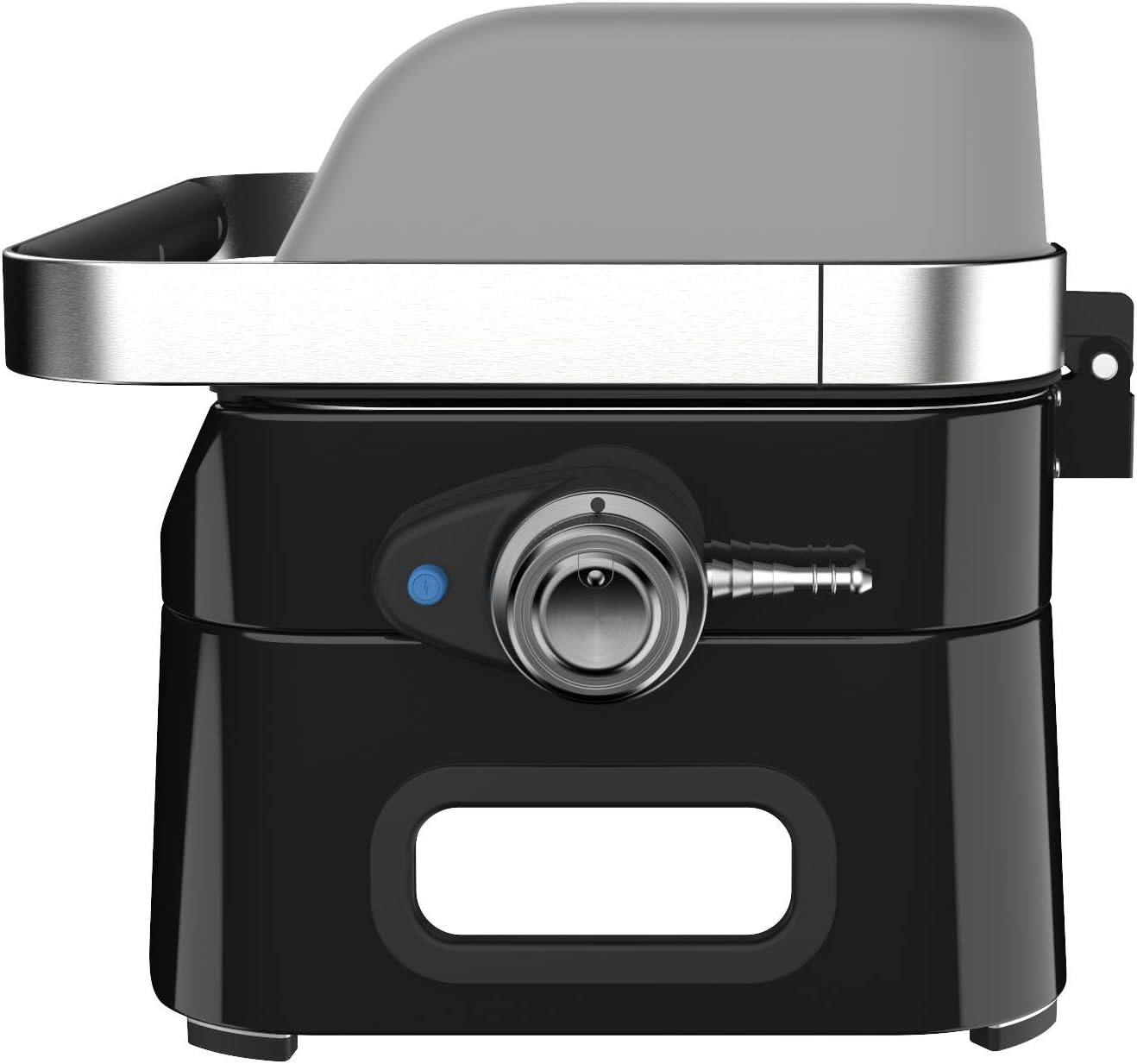 Attitude2go,Barbecue de Table à Faible fumée,BBQ Portable,à Couvercle,thermomètre,et Grille en Fonte,Alimentation : Cartouche de gaz CV 470 Plus,Gris