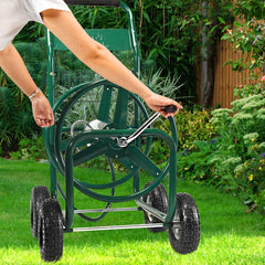 Dévidoir de Tuyau d’Arrosage avec 4 Roulettes Chariot pour 1.7m de Tuyau d’Arrosage Panier,95x62x113cm,Vert -