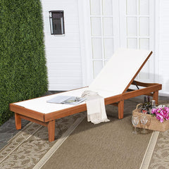 Chaise Longue de Jardin Dossier Inclinable en Bois d'Eucalyptus Tissu Respirant pour Patio Véranda Piscine Charge 180KG -