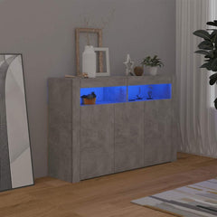 vidaXL Buffet avec Lumières LED, Meuble de Rangement, Armoire de Rangement, Organisateur de Salon Salle de Séjour Intérieur, Gris Béton