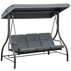 Balancelle de jardin 3 places convertible matelas fourni gris mtal noir -