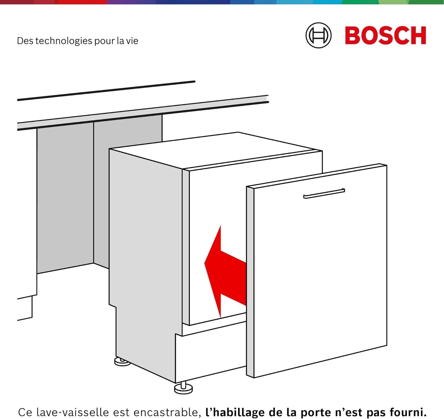 Bosch SMI4HCB19E, Série 4, Lave-vaisselle encastrable, 60cm, 14 couverts, Silence Plus 42 dB, Bandeau noir