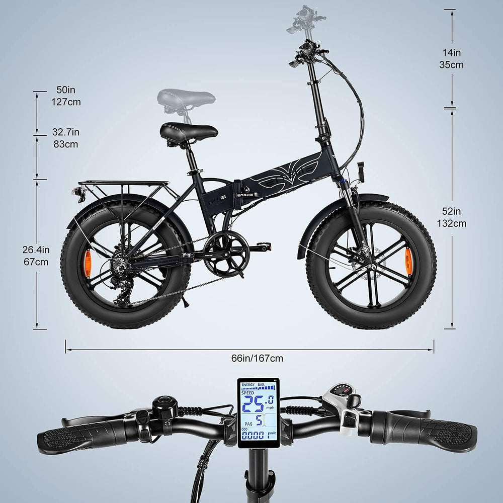 EP-2 Pro Vélo électrique Pliable 20 × 4.0 Fat Bike Electrique 7 Vitesses avec Batterie Amovible 48V 13Ah Autonomie 120km Tout-Terrain & VTT & Plage & Neige -