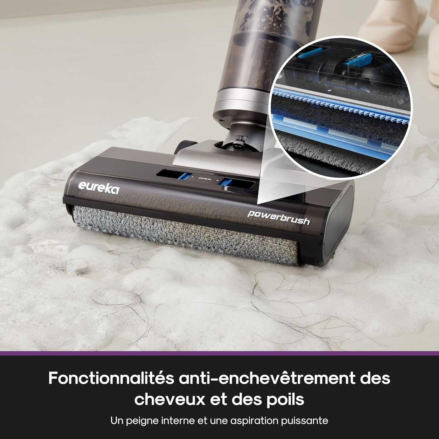 Eureka Rapidwash NEW430 Aspirateur Laveur sans Fil, 15000Pa, 0.8L/0.45L Double Réservoir pour Sols Durs et Poils d'Animaux, avec Navigation Vocale, Auto Nettoyage et Séchage